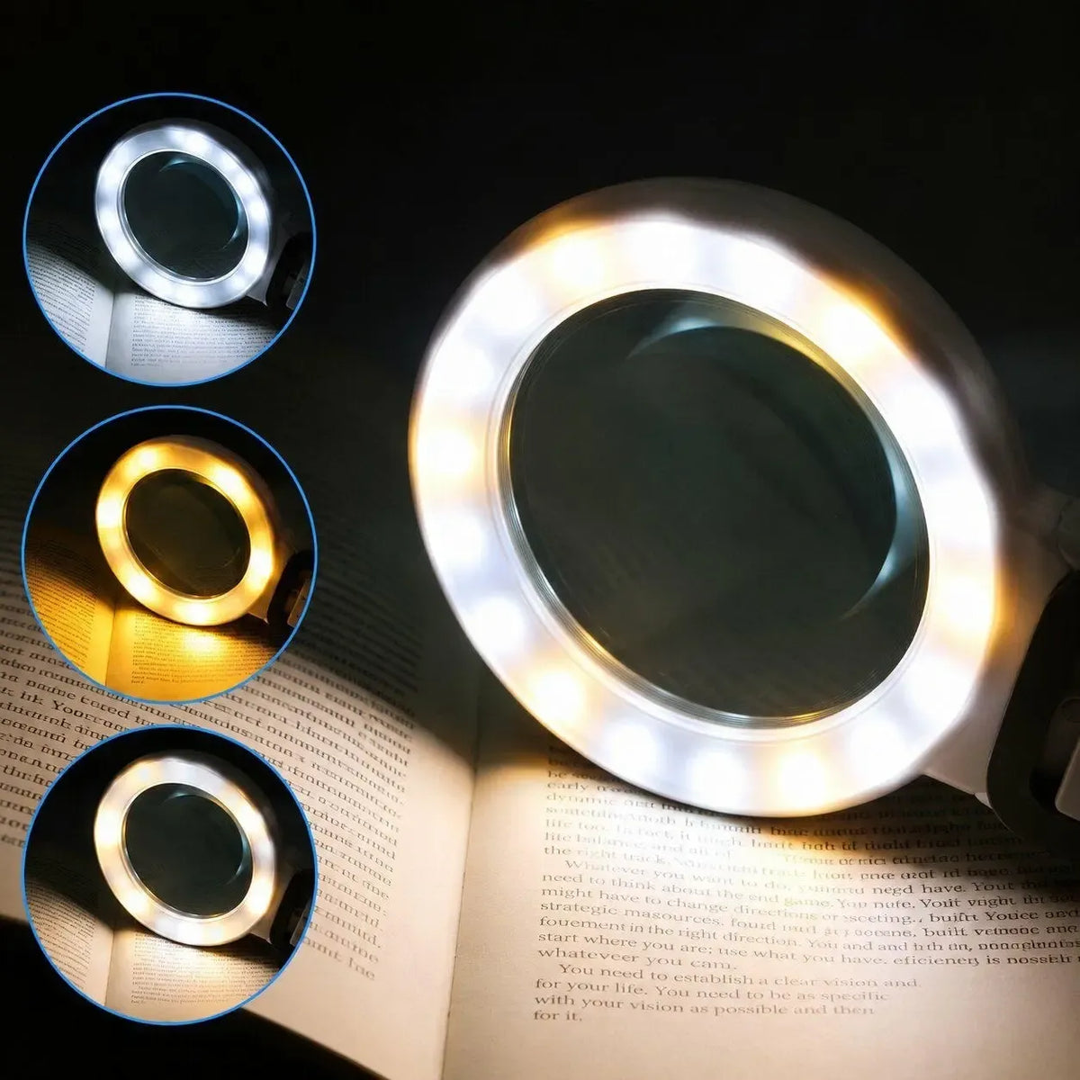 Lupa su LED apšvietimu ir stovu, didinamasis stiklas su patogiu pagrindu priartintam vaizdui