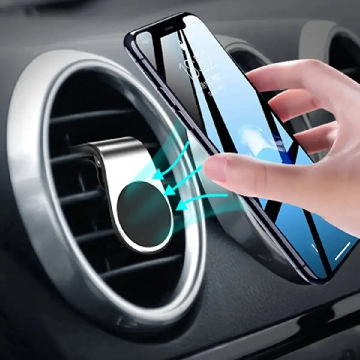 Magnetinis automobilinis telefono laikiklis į ventiliacijos angas, tvirtas ir patogus naudoti automobiliuose, tinka įvairiems telefonams