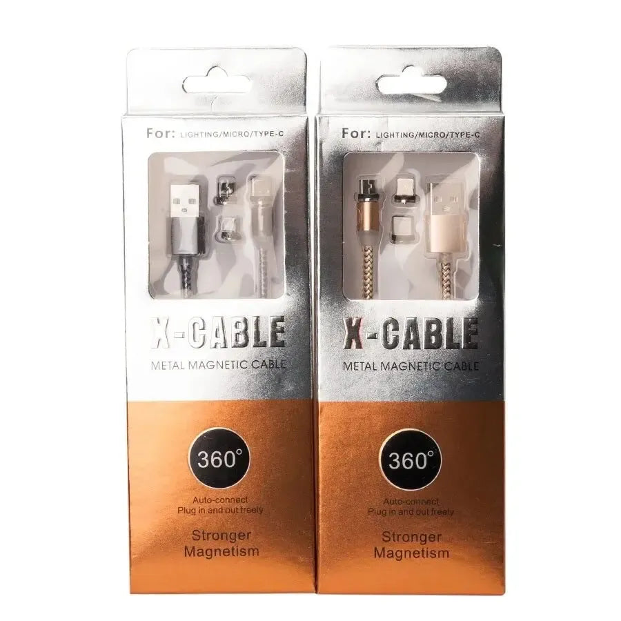 Magnetinis USB įkrovimo laidas 3in1, universalus, su magnetiniu jungtimi ir įvairių tipų jungtimis, tinkamas įkrovimui.