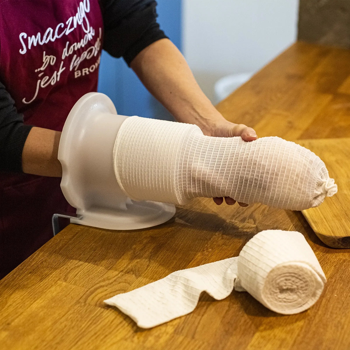 Maisto tinklelis mėsai ir sūriui, 12,5 cm x 5 m, plonas ir tinkamas maisto produktų laikymui ar apvyniojimui
