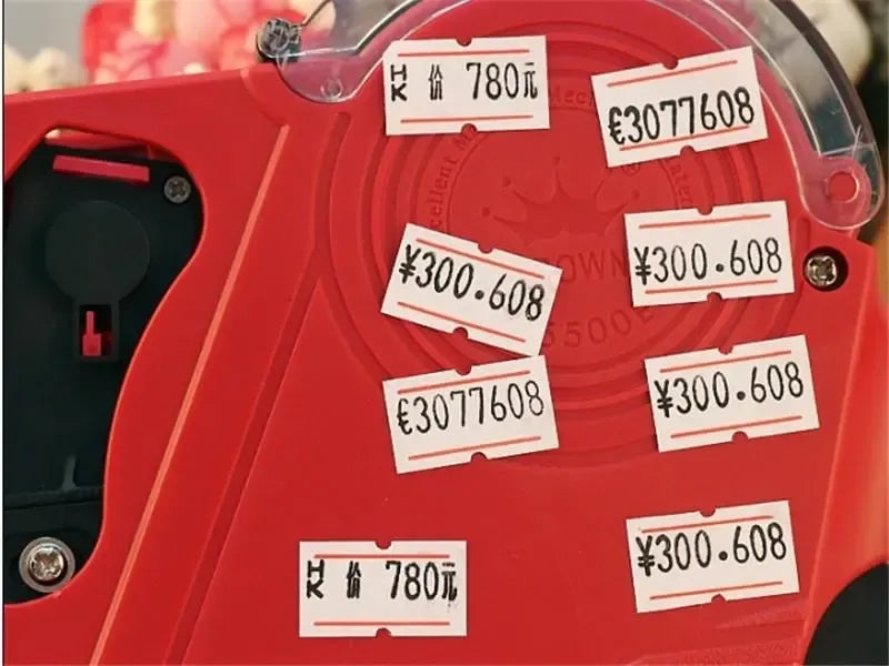 Vienos eilutės kainų žymeklis MX-5500 EOS, rašiklis su juodu rašalu ir balta rankena, skirtas kainų žymėjimui.