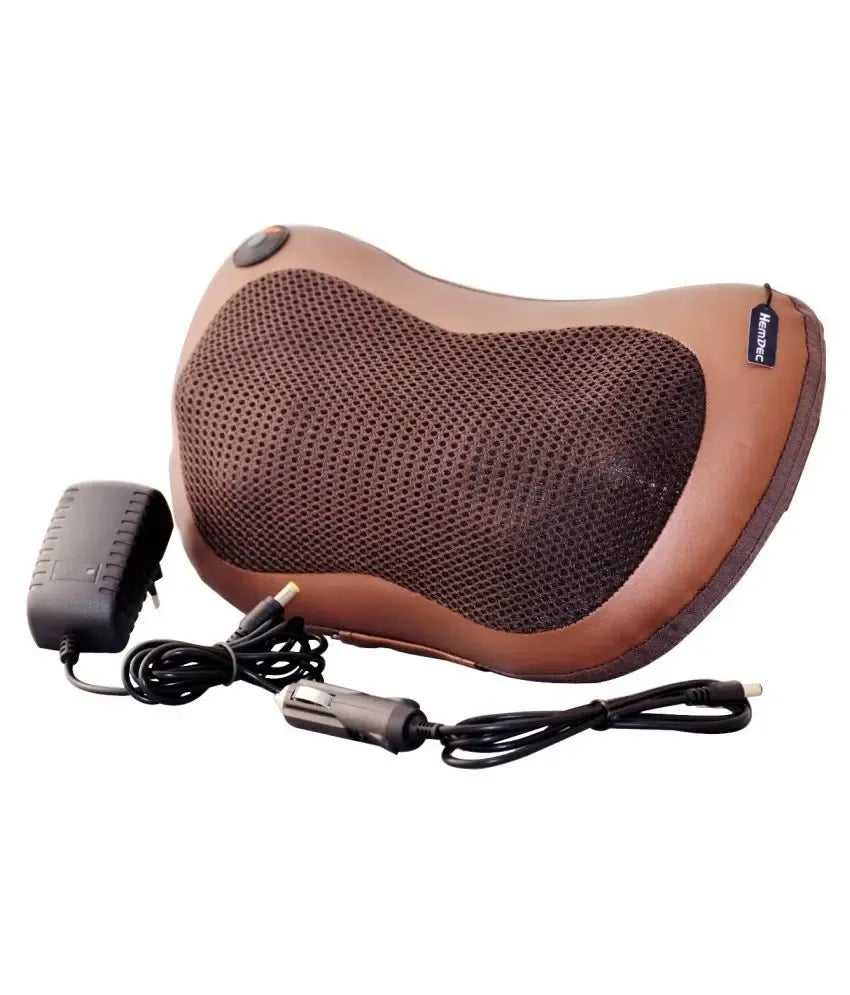 Kaklo ir nugaros masažinė pagalvėlė su shiatsu masažo funkcija, juoda, minkšta ir ergonomiška.