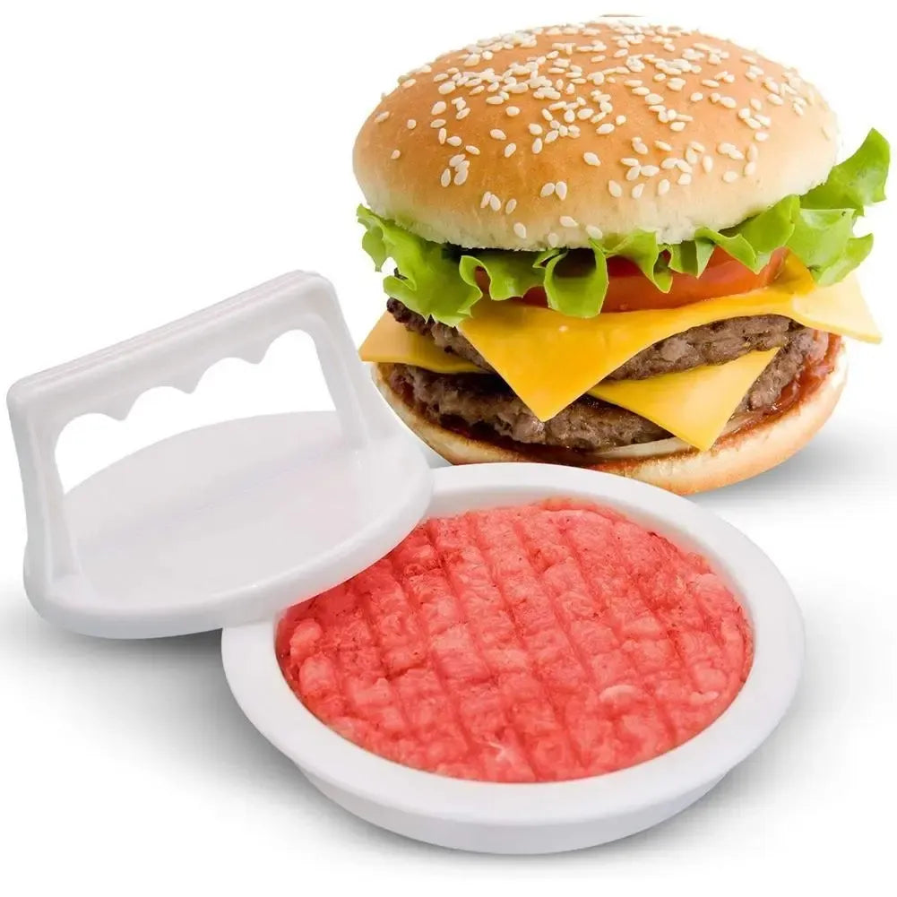 Mėsainių formavimo presas, profesionalus įrankis burgerių formoms, metalinis, su rankenomis, tinkamas namų ir profesionaliam naudojimui