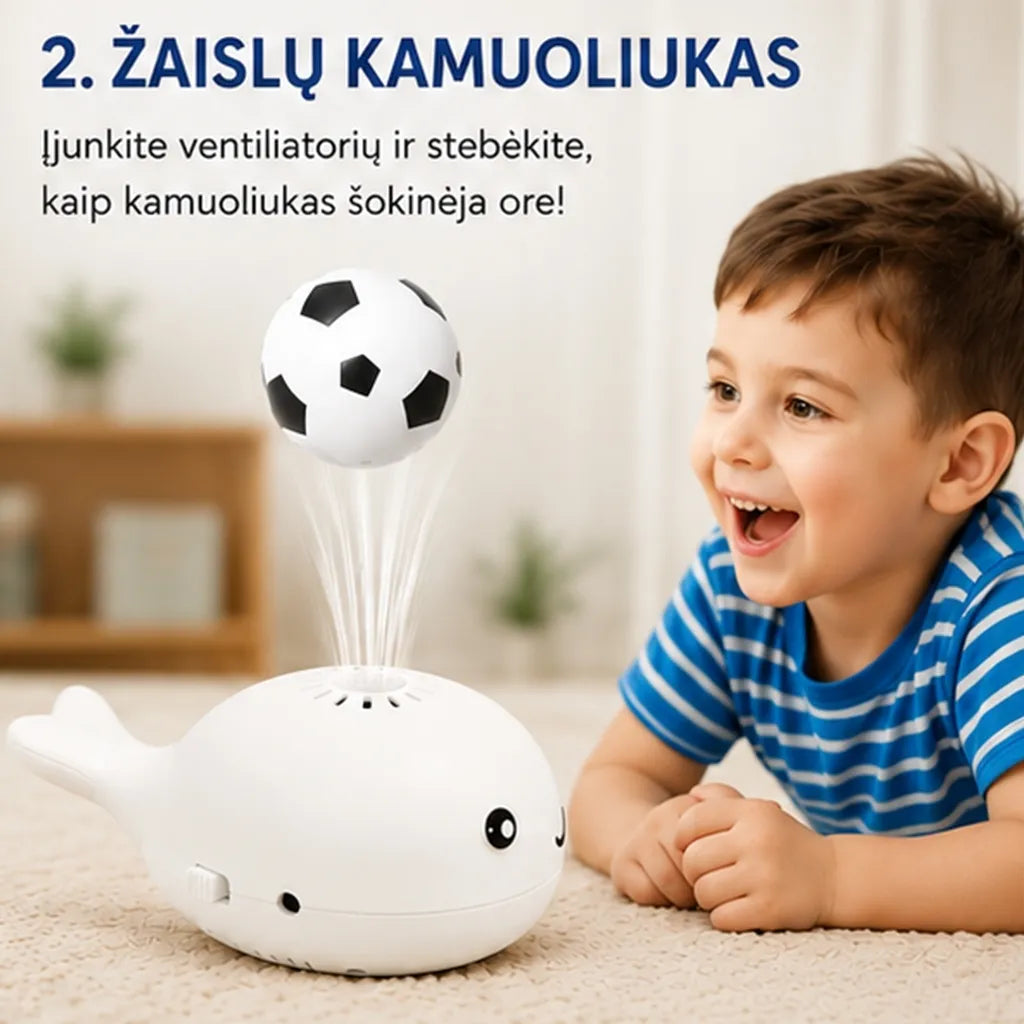 Mini ventiliatorius su skraidančiu kamuoliuku (baltas)