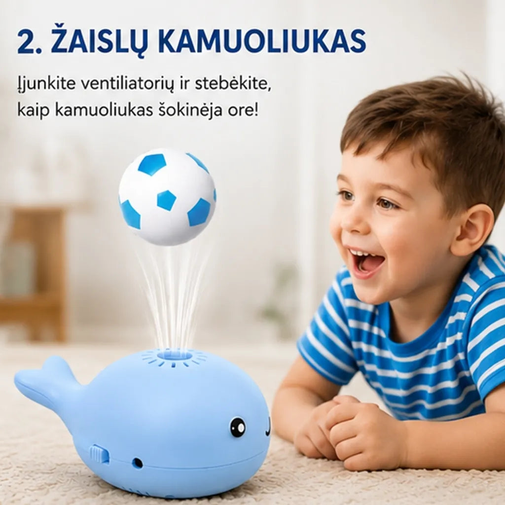 Mini ventiliatorius su skraidančiu kamuoliuku (mėlynas)