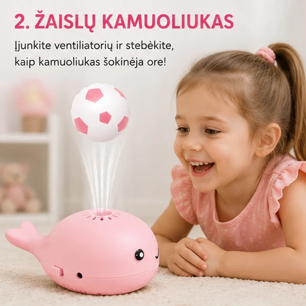 Mini ventiliatorius su skraidančiu kamuoliuku (rožinis)