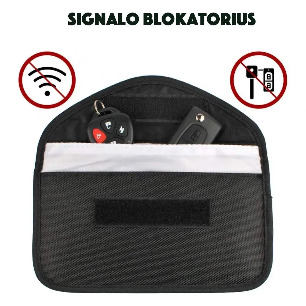 Mobiliųjų telefonų signalo blokavimo dėklas, uždaras, visiškai blokuoja signalus, apsaugantis nuo įsilaužimų ir stebėjimo.