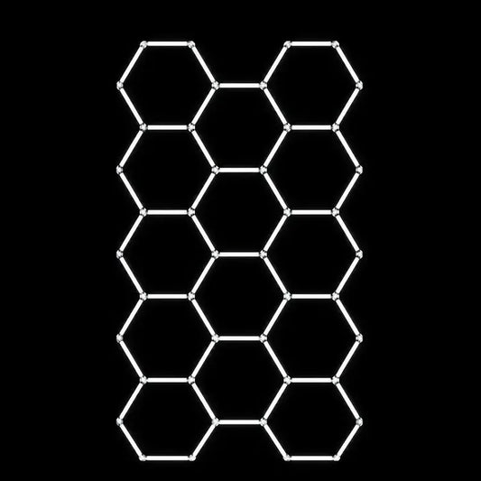 Modulinis lubinis LED šviestuvas Hexagon, 520 W, 234x405 cm, modernus ir efektyvus apšvietimo sprendimas.