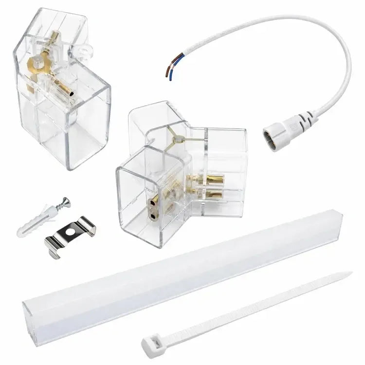 Modulinis lubinis LED šviestuvas Hexagon, modernus ir geometrinis, baltas, su daugybe šviesos modulių, namų apšvietimui.