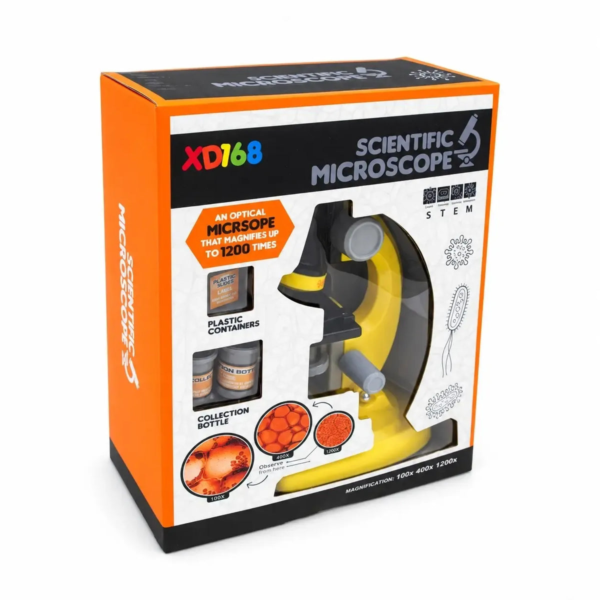 Vaikų mokomasis mikroskopas su priedais, aiškiai matomi objektyvai, įrankiai ir priedai mikroskopo rinkinys.