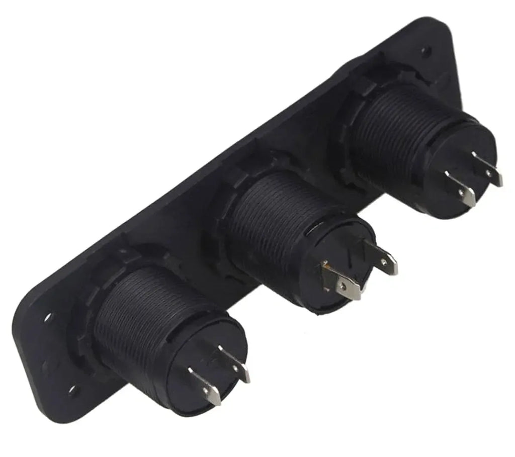 Montuojamas 12 V maitinimo lizdų skydelis su 2 USB jungtimis ir voltmetru