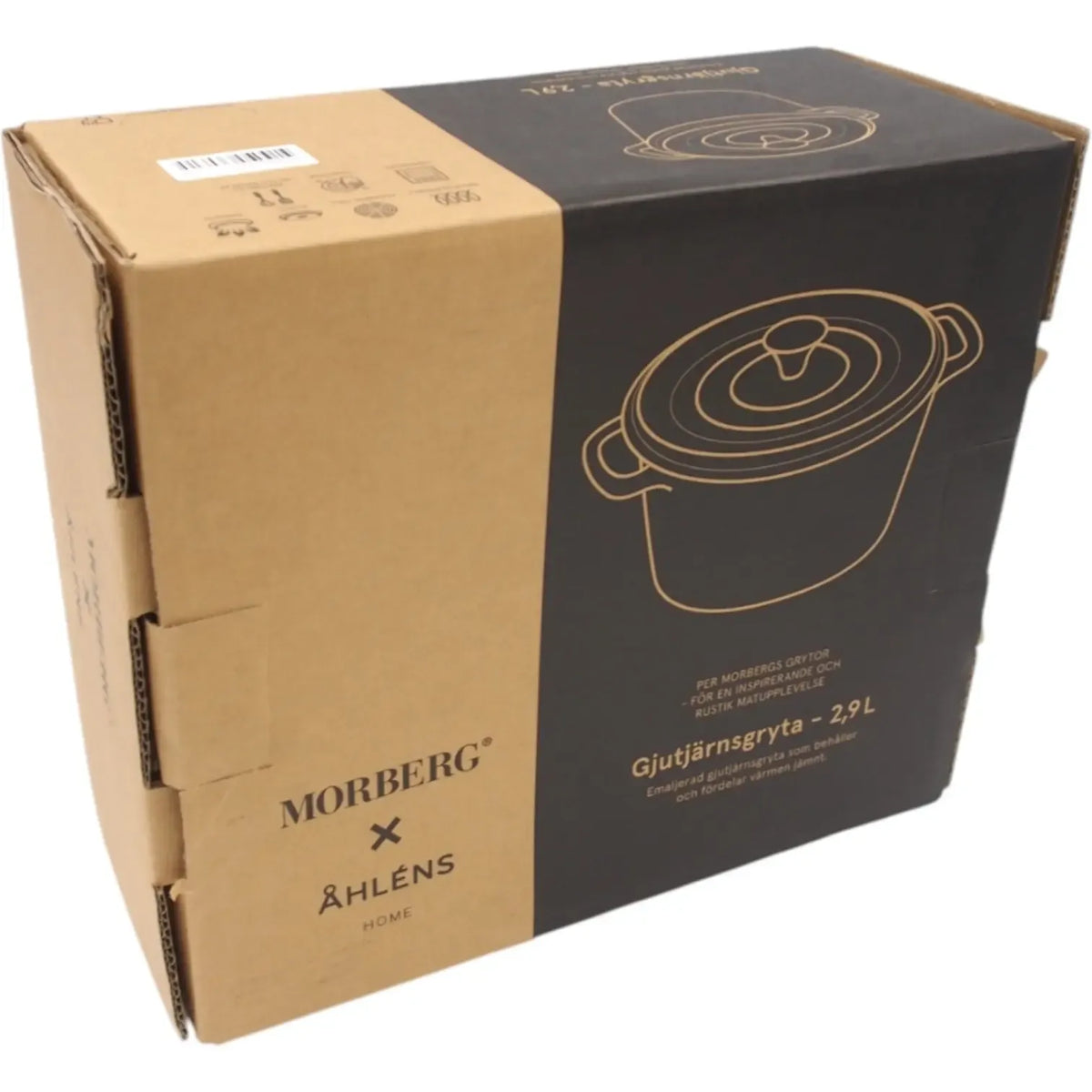 Žalias 2,9 l MORBERG x ÅHLÉNS emaliuotas ketaus puodas, matinis paviršius ir patogus rankena.