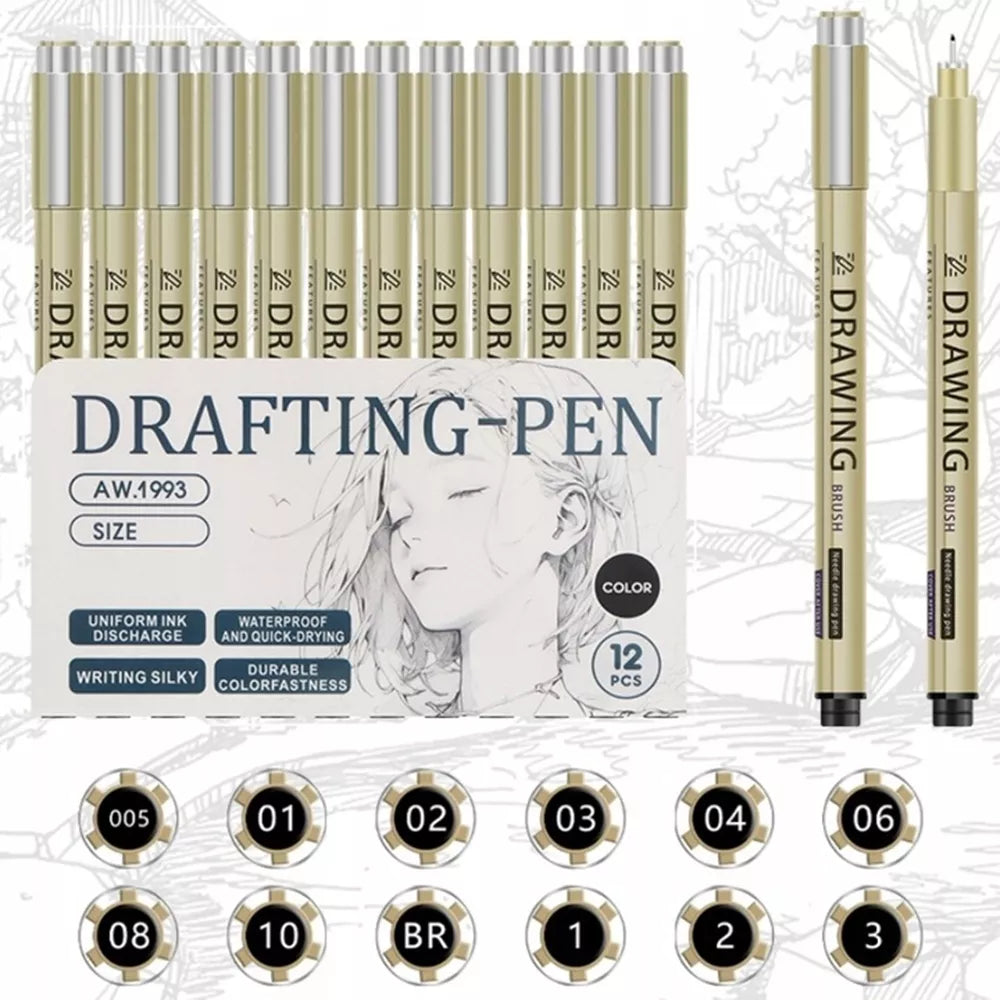 „Art Walker Drafting Pen“ techninių rašiklių rinkinys 12 vnt.