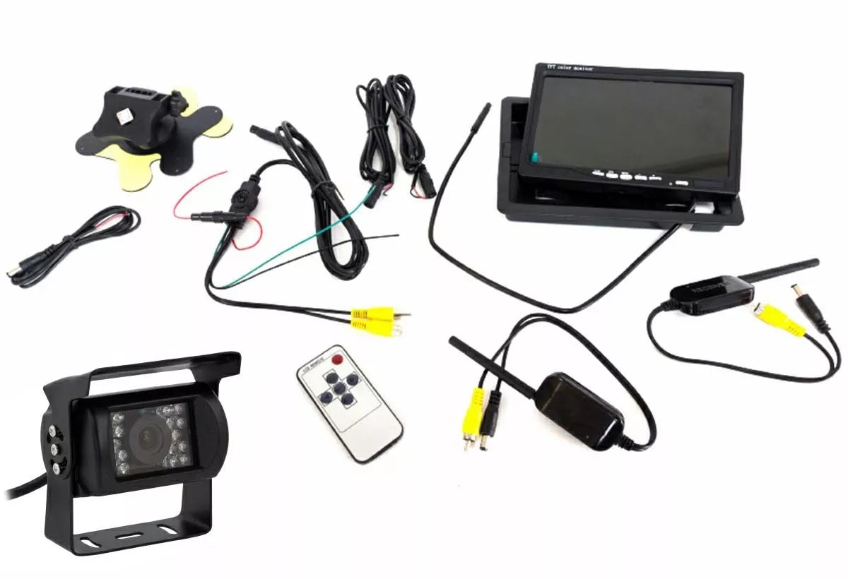 Viegli uzstādāma video kamera automašīnas aizmugures skata novērošanai + LCD 7"