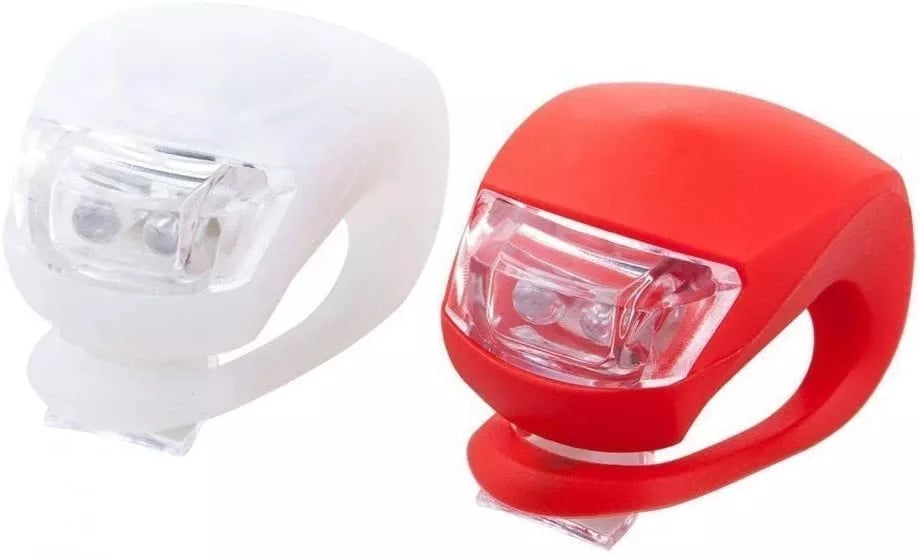 Dviračio žibintų komplektas su 2 LED žibintais, skirti saugiam važiavimui naktį ar tamsiu paros metu.