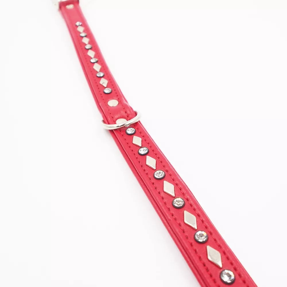 HUNTER XS raudonas antkaklis su Swarovski kristalais