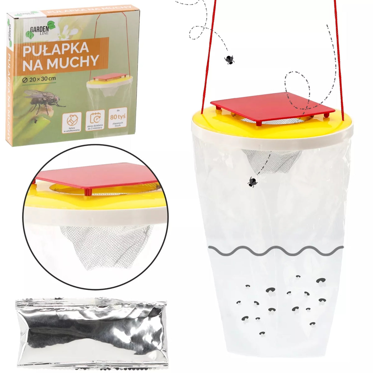 Kabanti muselių ir musių gaudyklė, matmenys 20 × 30 cm, plastikinis gaudyklės korpusas, efektyvi kovojant su uodais.