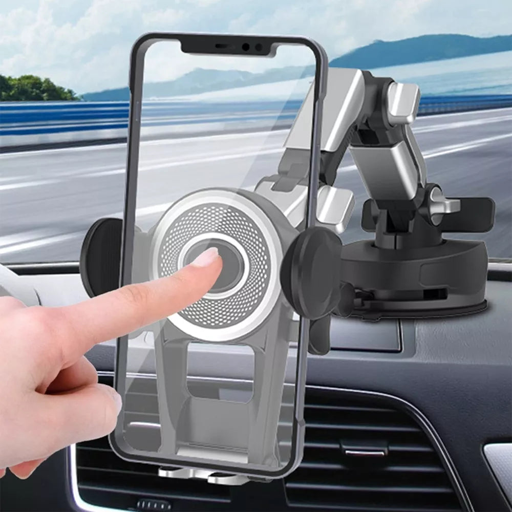 Automobilinis telefono laikiklis XLINE TR1530, tvirtai pritvirtintas prie lango ar prietaisų skydelio, su reguliuojamu laikikliu.