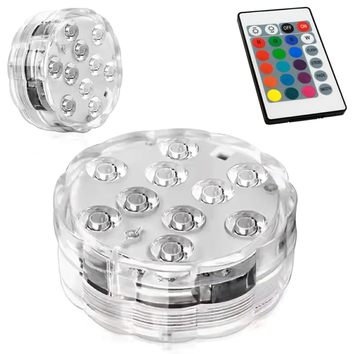 Vandeniui atspari RGB LED lempa baseinui su nuotolinio valdymo pultu, šviečia spalvotomis šviesomis baseino apšvietimui