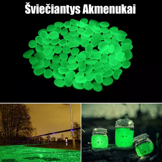 Naktī spīdoši akmentiņi (zaļi)