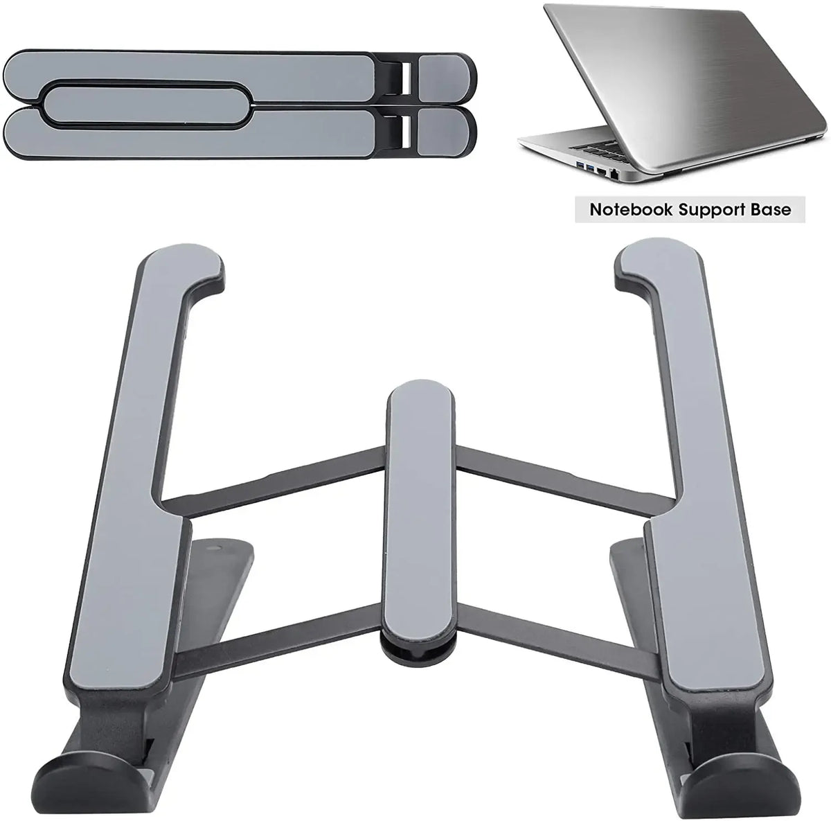 Reguliuojamas nešiojamojo kompiuterio stovas, 6 lygių sulankstomas laikiklis, tinkamas patogiam darbui ir ergonomikai.