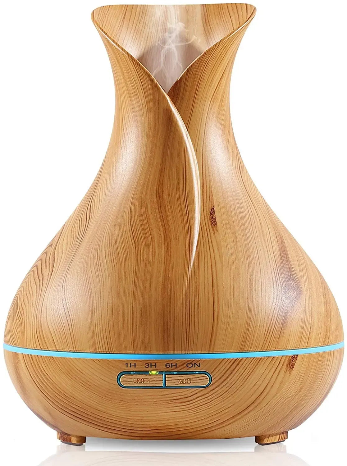 Geltonas ultragarso oro drėkintuvas ir eterinių aliejų difuzorius su LED apšvietimu, kompaktiškas ir modernus namų priedas