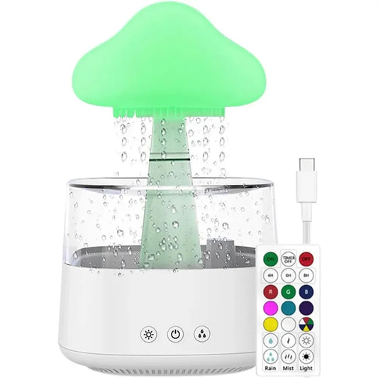 Išmanusis oro drėkintuvas „Rain Cloud“ su belaide kolonėle ir LED apšvietimu, modernus ir funkcionalus namų oro drėkinimas.