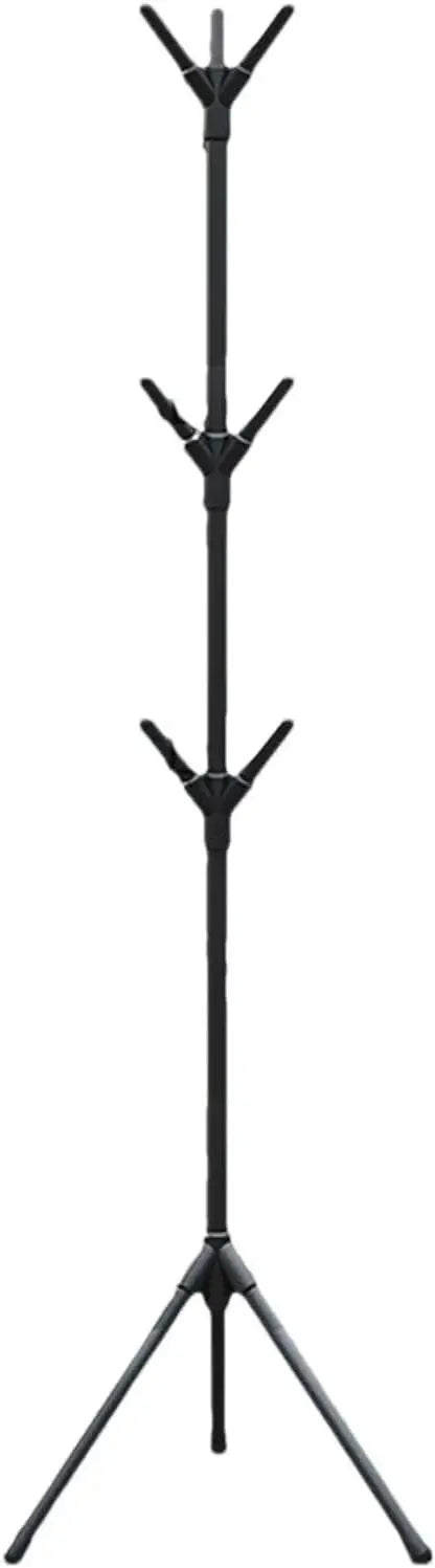 Pastatoma drabužių kabykla su kabliukais, 170 cm ilgio, plastikinė arba metalinė, tinkama organizuoti drabužius ir aksesuarus.