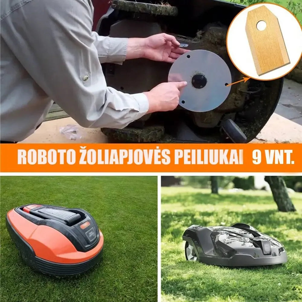 Žoliapjovės robotui peiliukų komplektas, 9 vnt., tinkamas Husqvarna Automower, su aštriais ir keičiamais peiliais.