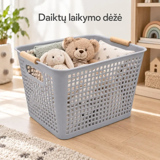 Plastikinis daiktų laikymo krepšys su rankenomis, tvirtas ir patogus naudoti, TR2365C.