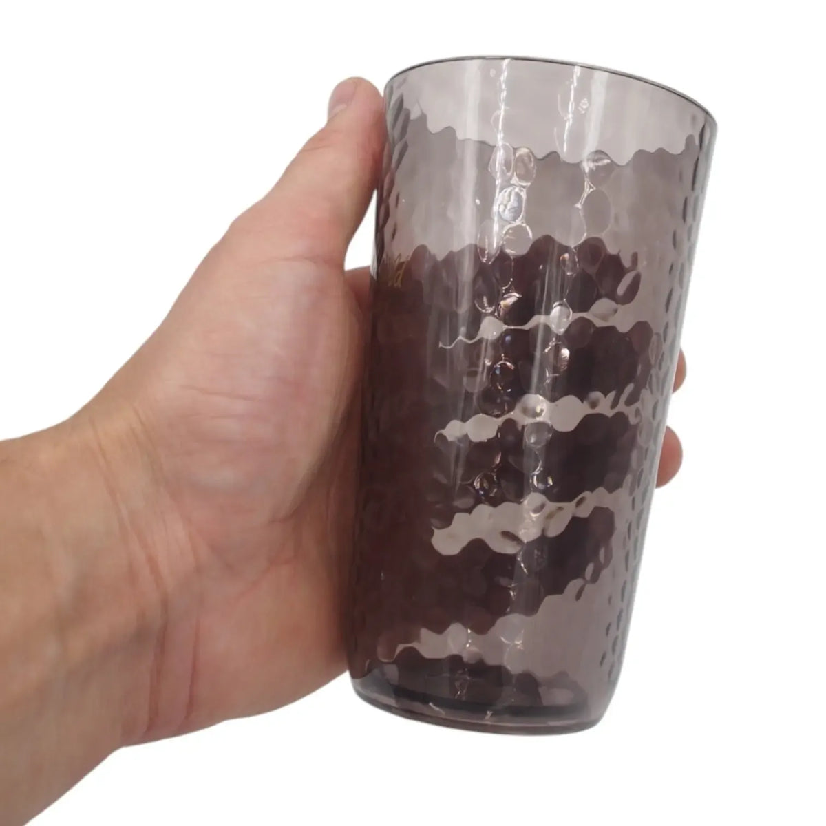 Dūmų pilkos plastikinės stiklinės „Wonderful World“ 400 ml, matomas plastikinis puodelis su skaidriu dizainu ir matavimo žymėjimais
