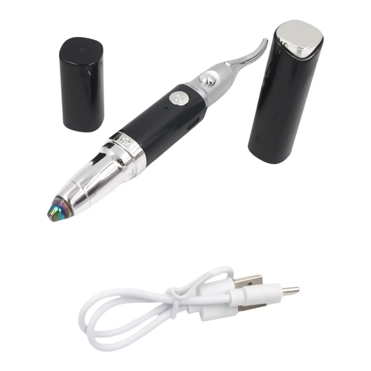 Elektrinis 2-in-1 antakių ir veido plaukelių trimeris, USB įkraunamas, su aštriais ašmenimis ir patogiu dizainu.