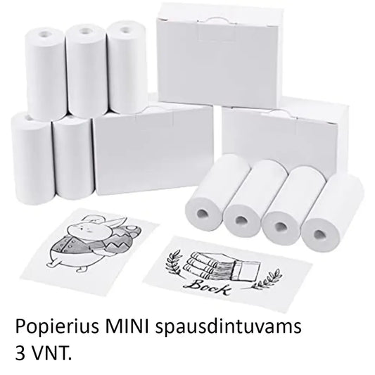 Mini spaudintuvams skirtas popierius, 3 vnt., mažo dydžio popieriaus lapai, tinkami spausdintuvams.