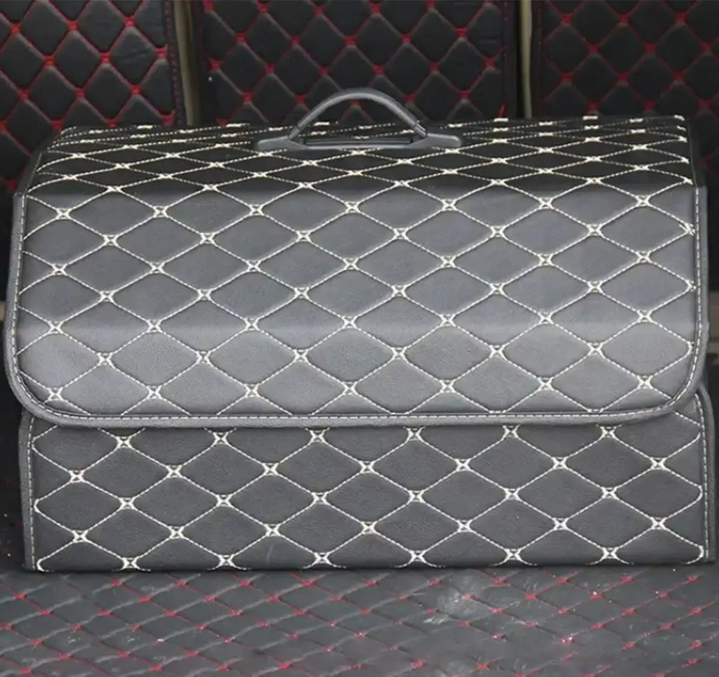 Automobilio daiktadėžė iš eko odos, praktiška ir talpi bagažinės organizatorius, tinka automobilių saugojimui.
