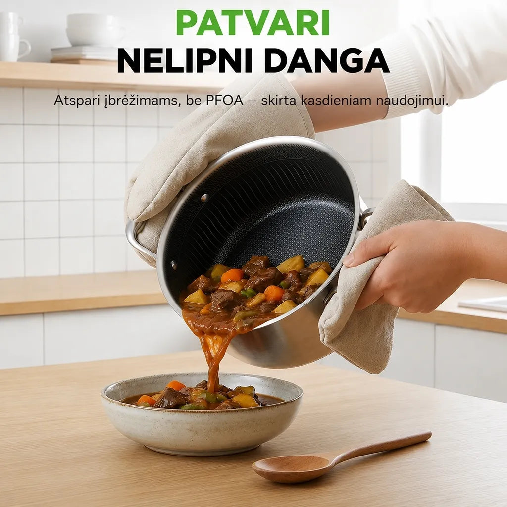 Puodas su dangčiu OSFÉ Tri-Ply, 32 cm, 12 l