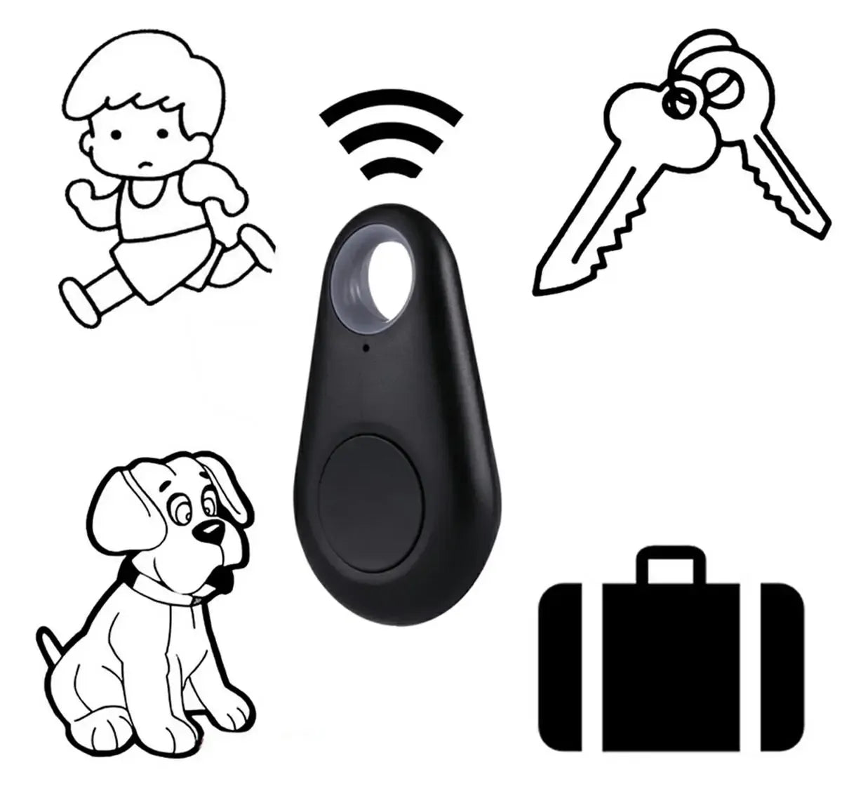 Išmanusis Bluetooth raktų ieškiklis iTAG, mažas ir kompaktiškas, skirtas raktų ir daiktų paieškai naudojant mobilųjį telefoną.