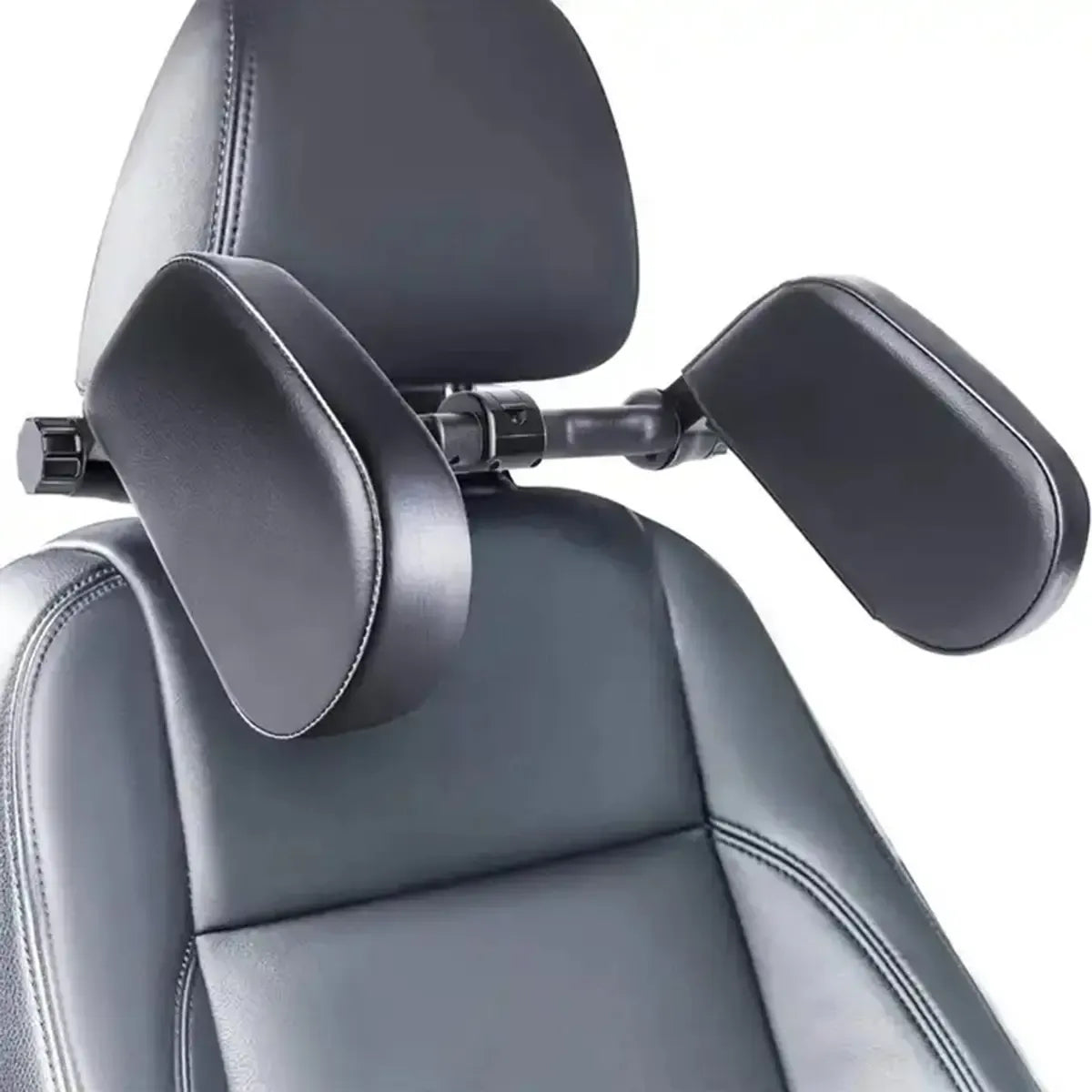 Reguliuojama automobilių galvos atrama su minkšta pagalve ir reguliavimo mechanizmu, patogiai pritvirtinama prie galvos.