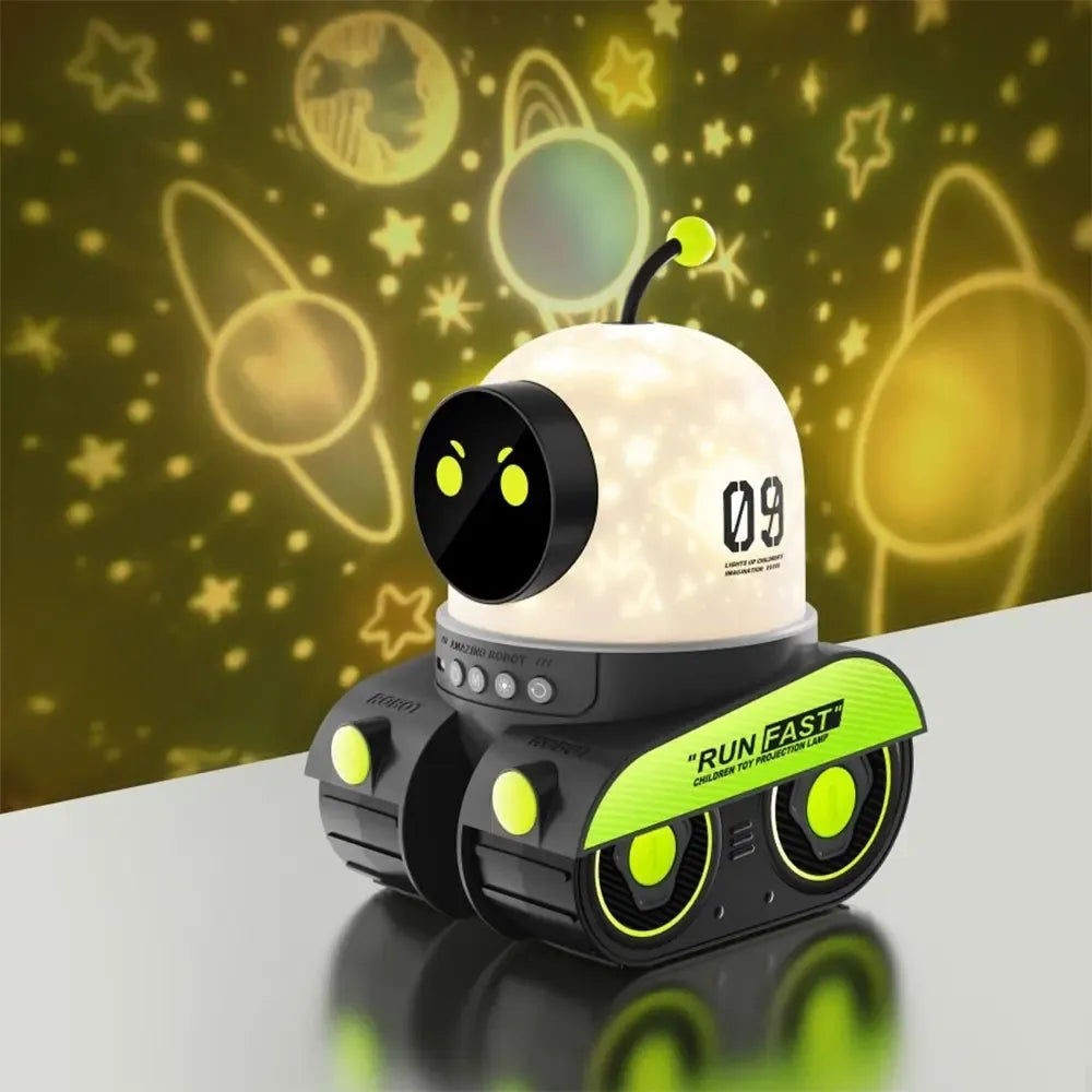 Interaktyvus robotas su LED projektoriumi, pilnas spalvų ir funkcijų, vaikų žaidimo ir mokymosi žaislas.