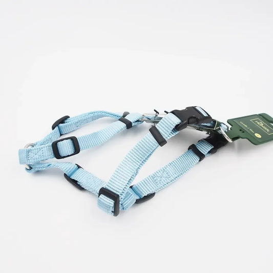 Mėlynos HUNTER šunų petnešos, dydis S, su reguliuojamais dirželiais ir patogiu priekiniu užsegimu.