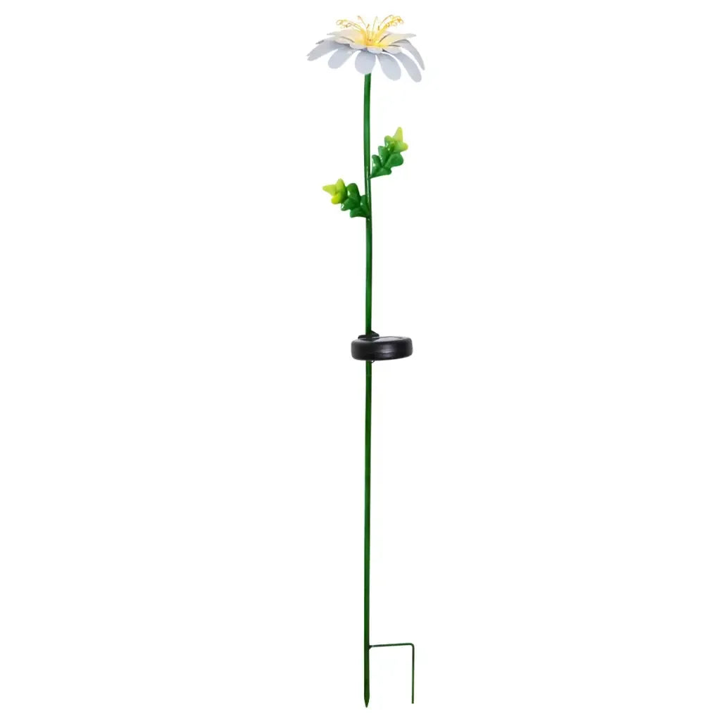 Saulės energija įkraunamas LED sodo šviestuvas „Ramunė“, 77 cm, gėlės formos dizainas