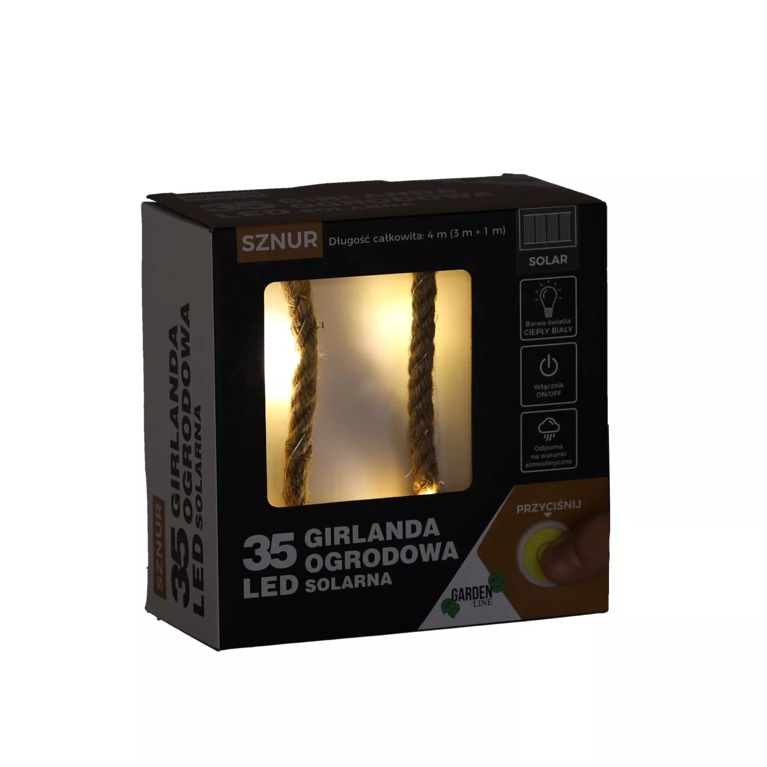 Saulės energija maitinama LED girlianda, 35 LED, 4 m, šilta balta