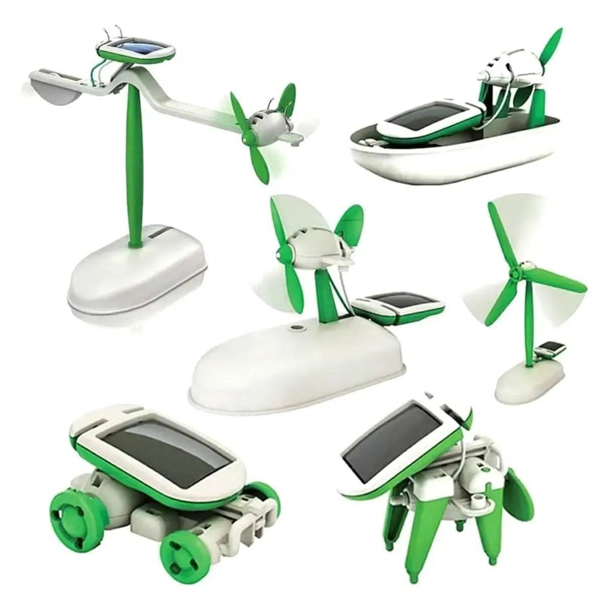 Saulės energijos konstruktorius 6in1 vaikams, edukacinis žaislas, su saulės panelėmis ir mechaninėmis dalimis, skatina mokymąsi.