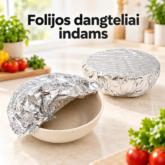 Sidabrinė maisto uždengimo plėvelė su elastine juosta, maisto produktų apsaugai ir šaldymui, lanksti ir patvari.