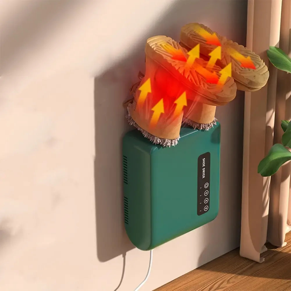 Sieninis elektrinis batų džiovintuvas avalynės priežiūrai, su ventiliacijos angomis ir reguliuojamu temperatūros valdymu.