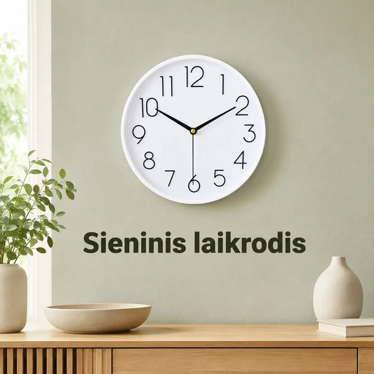 Sieninis laikrodis TR2250F su moderniu dizainu ir skaitmeniniais rodmenimis, tinka namų ir biuro interjerui.