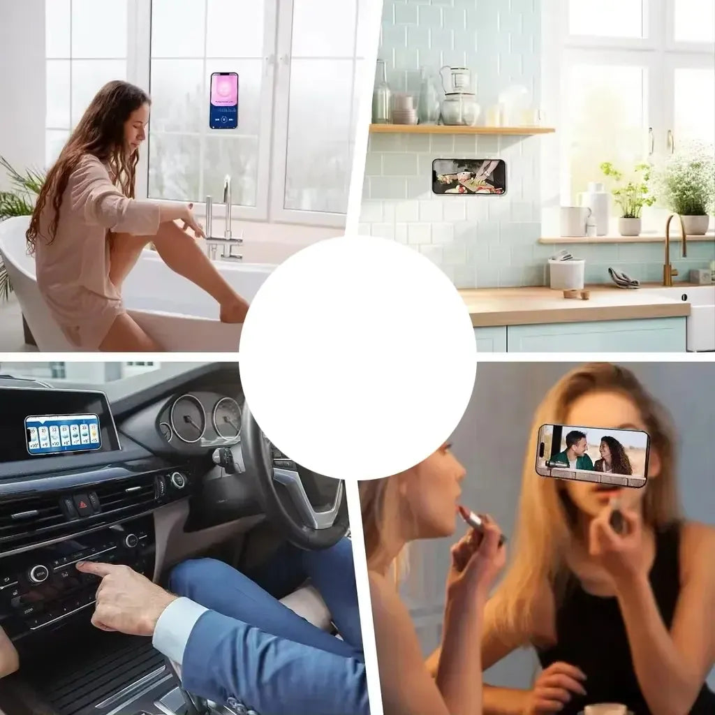 Rožinė silikoninė lipni plokštelė telefonui su vakuuminiais siurbtukais, patvari ir lanksti laikymo priemonė.