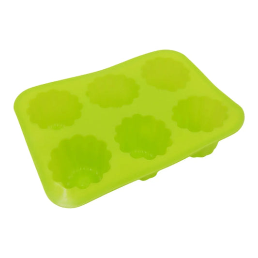 Silikoninė mini keksiukų forma su 6 ertmėmis, tinka kepimui namuose, lanksti ir lengvai valoma.