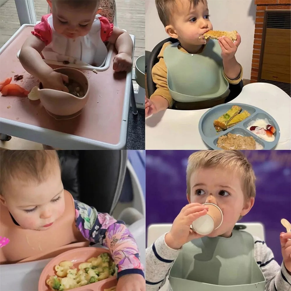 Silikoninis valgymo rinkinys vaikams - Kreminė