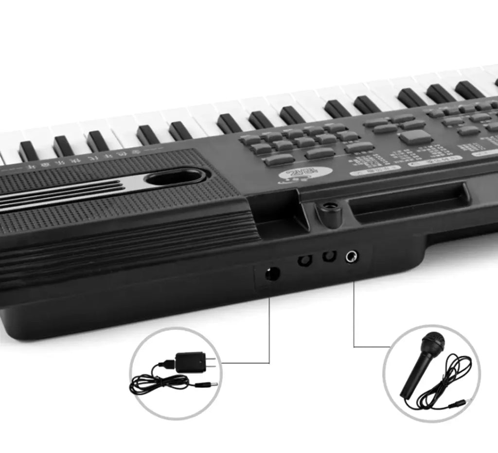 Sintezatorius-pianinas XLINE su mikrofonu vaikams, baltas, su klavišais ir valdymo mygtukais