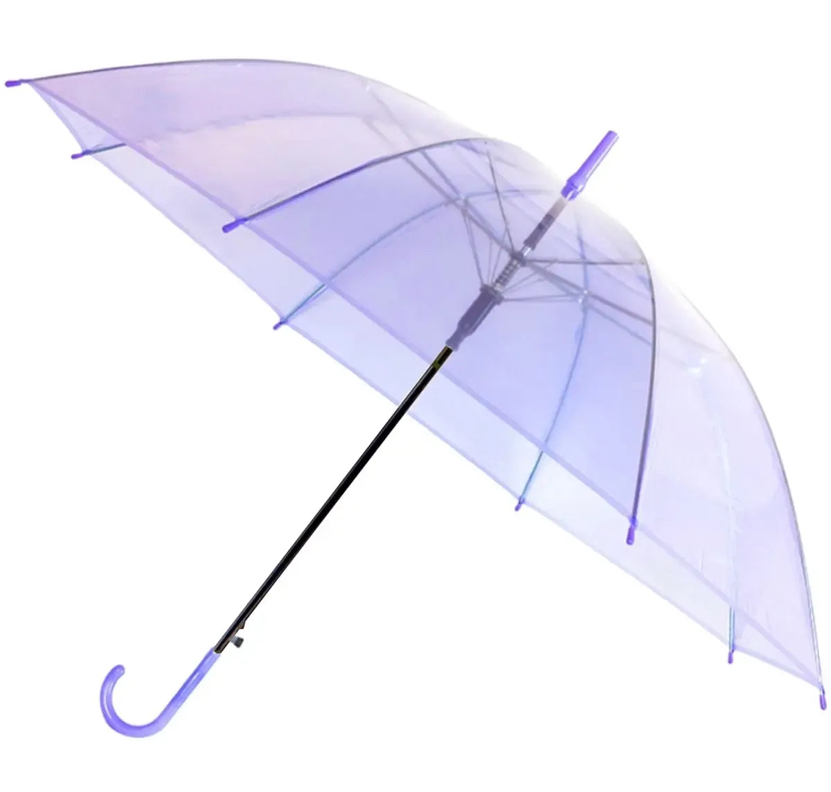 Skaidrus automatinis violetinis skėtis HAPPY RAIN, atspindintis šviesą ir apsaugantis nuo lietaus.